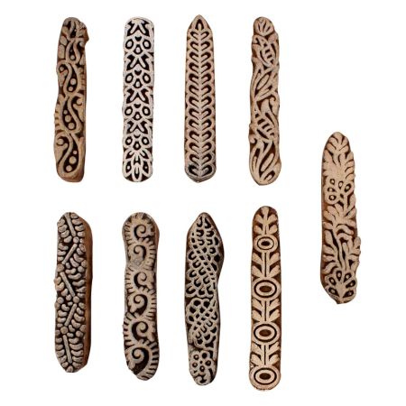 Set of 9 Piece New Mix Wooden Printing Blocks